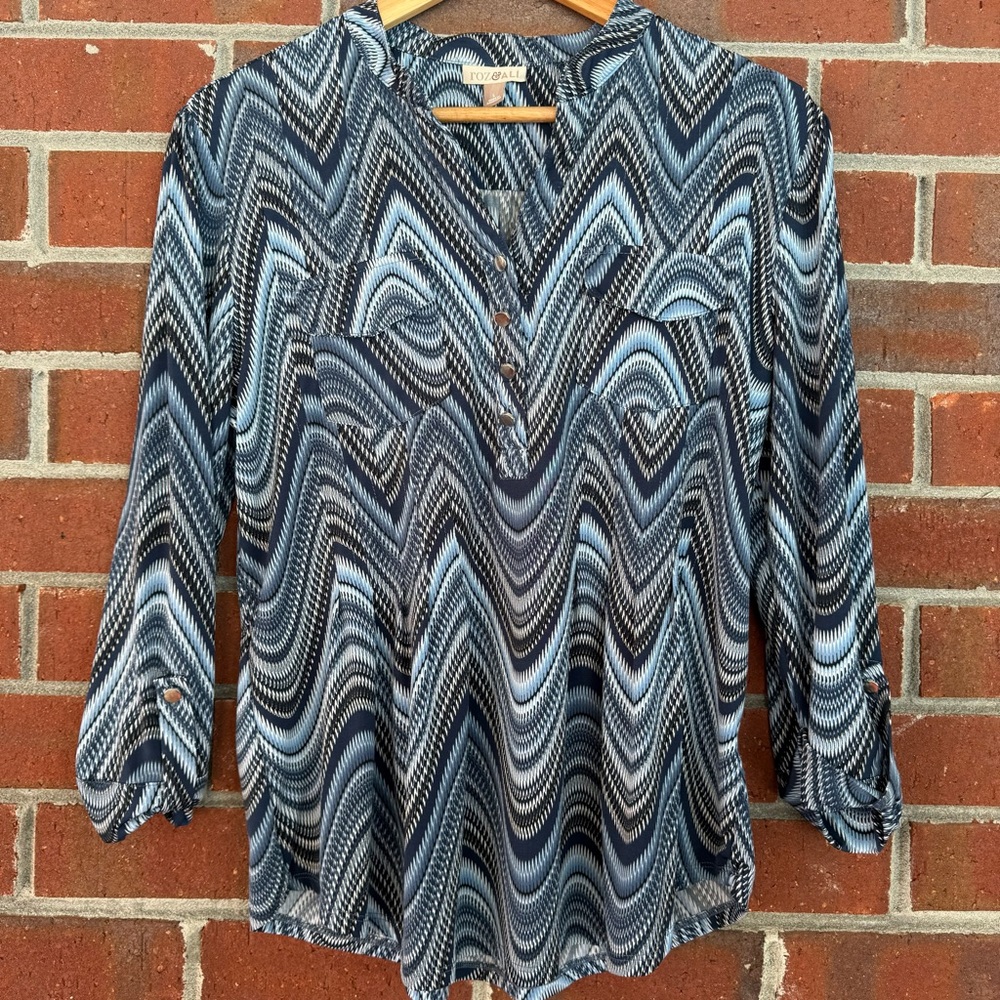 Stylish Blue Patterned Women's Top